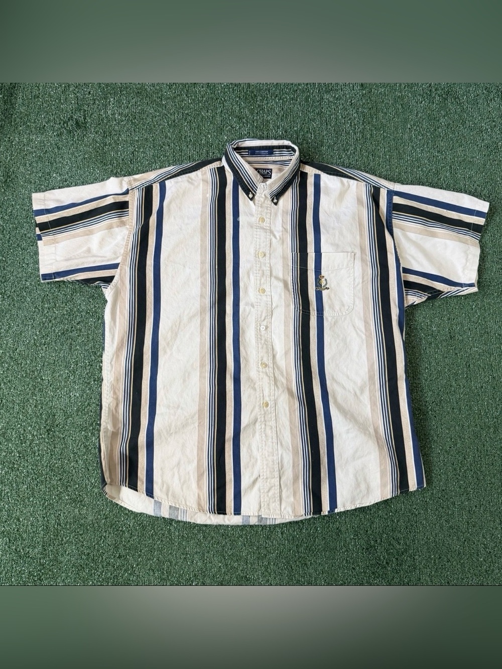 Vintage Chaps Ralph Lauren Mens Size XL Button Down Colorful Shirt Crown Logo